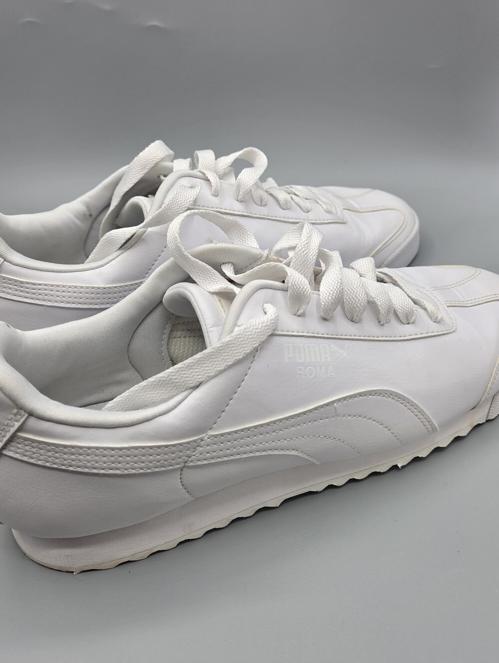 Puma Roma Basic Triple White Leather Sneakers Men’s 10.5